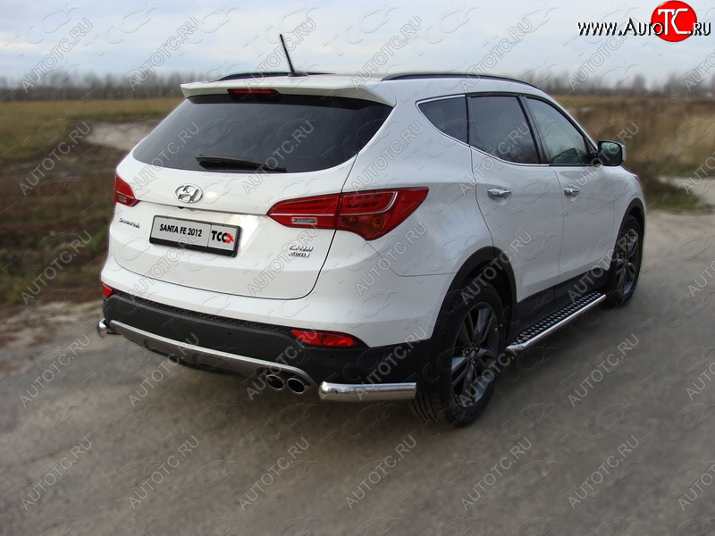 12 749 р. Защита заднего бампера (уголки, d75х42 мм) TCC Hyundai Santa Fe DM дорестайлинг (2012-2016)  с доставкой в г. Тольятти