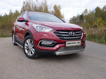 Защита передняя нижняя овальная короткая 75х42 мм Premium ТСС Тюнинг Hyundai (Хюндаи) Santa Fe (Санта)  DM (2015-2019) DM рестайлинг  (нержавейка)