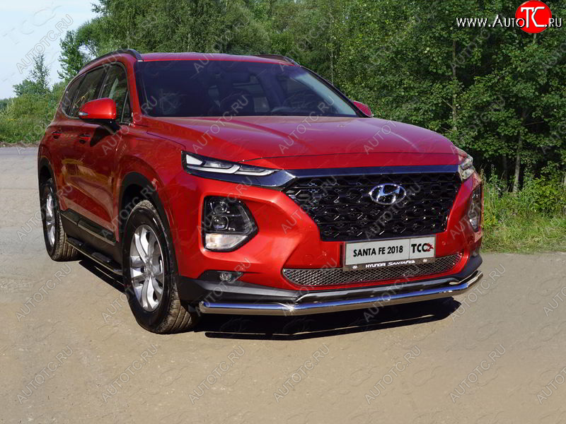 17 649 р. Защита переднего бампера нижняя d60,3 мм ТСС Тюнинг Hyundai Santa Fe TM дорестайлинг (2018-2021) (нержавейка)  с доставкой в г. Тольятти