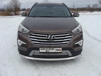 Защита переднего бампера нижняя с ходовыми огнями 60,3 мм ТСС Тюнинг Hyundai (Хюндаи) Grand Santa Fe (гранд)  1 DM (2013-2016) 1 DM дорестайлинг  (нержавейка)