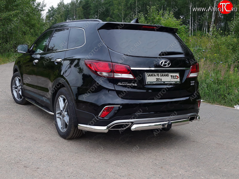 16 849 р. Защита задняя (центральная овальная 75х42 мм) ТСС Тюнинг  Hyundai Santa Fe  DM (2015-2019) рестайлинг  с доставкой в г. Тольятти