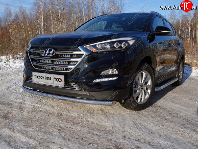 17 649 р. Защита переднего бампера нижняя d60,3 мм ТСС Тюнинг Hyundai Tucson TL дорестайлинг (2015-2018) (нержавейка)  с доставкой в г. Тольятти