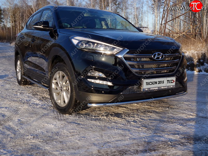 16 899 р. Защита переднего бампера нижняя d42,4 мм ТСС Тюнинг  Hyundai Tucson  TL (2015-2018) дорестайлинг (нержавейка)  с доставкой в г. Тольятти