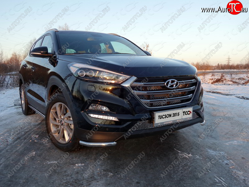 1 000 000 р. Защита переднего бампера уголки 42,4 мм ТСС тюнинг  Hyundai Tucson  TL (2015-2018) дорестайлинг (нержавейка)  с доставкой в г. Тольятти