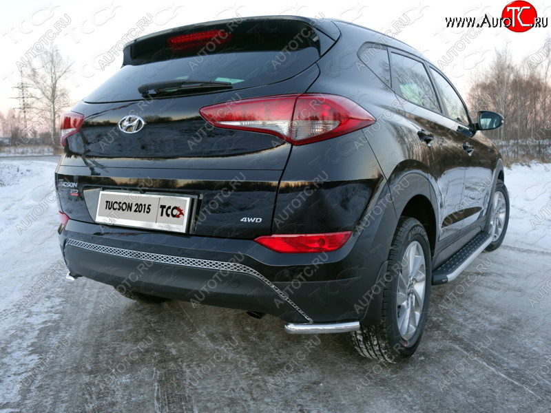 11 749 р. Защита заднего бампера (уголки, d42,4 мм) TCC Hyundai Tucson TL дорестайлинг (2015-2018)  с доставкой в г. Тольятти