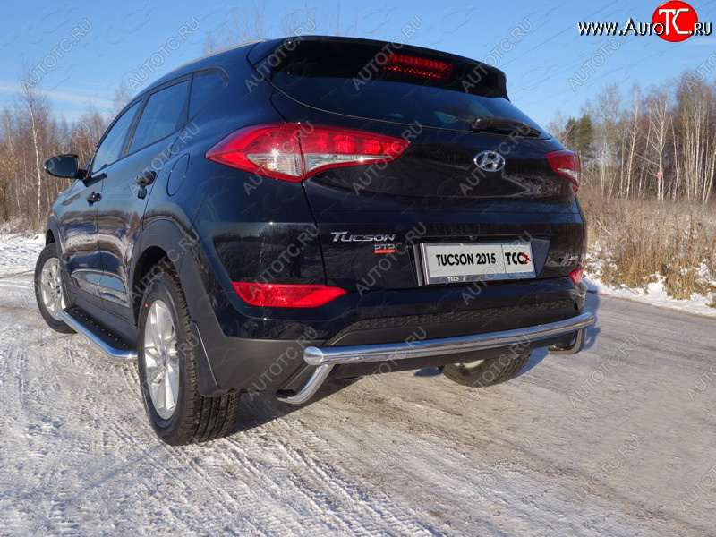 23 549 р. Защита задняя (нержавейка 60,3*42,4 мм) ТСС Тюнинг Hyundai Tucson TL дорестайлинг (2015-2018)  с доставкой в г. Тольятти