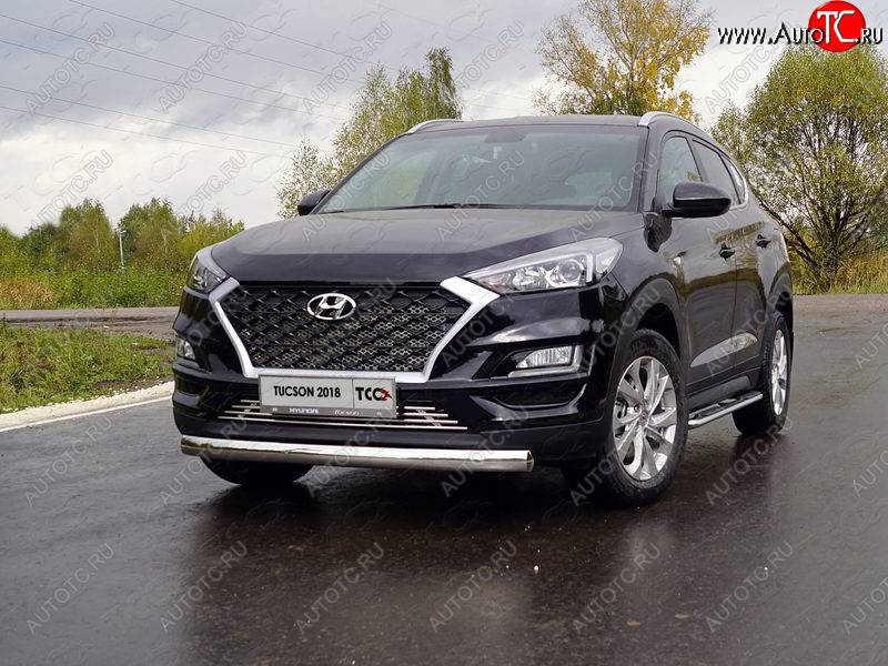 21 899 р. Защита переднего бампера овальная 75х42 мм ТСС Тюнинг  Hyundai Tucson  TL (2018-2021) рестайлинг (нержавейка)  с доставкой в г. Тольятти