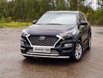 Защита переднего бампера нижняя двойная 60,3*42,4 ммТСС Тюнинг Hyundai (Хюндаи) Tucson (Туссон)  TL (2018-2021) TL рестайлинг  (нержавейка)