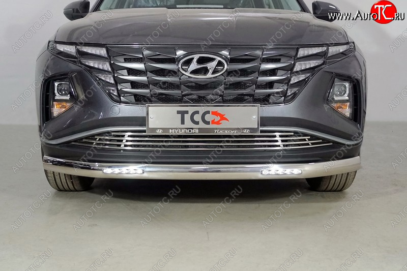 43 699 р. Защита передняя нижняя овальная с ДХО 75х42 мм ТСС Тюнинг  Hyundai Tucson  NX4 (2020-2022) (нержавейка)  с доставкой в г. Тольятти