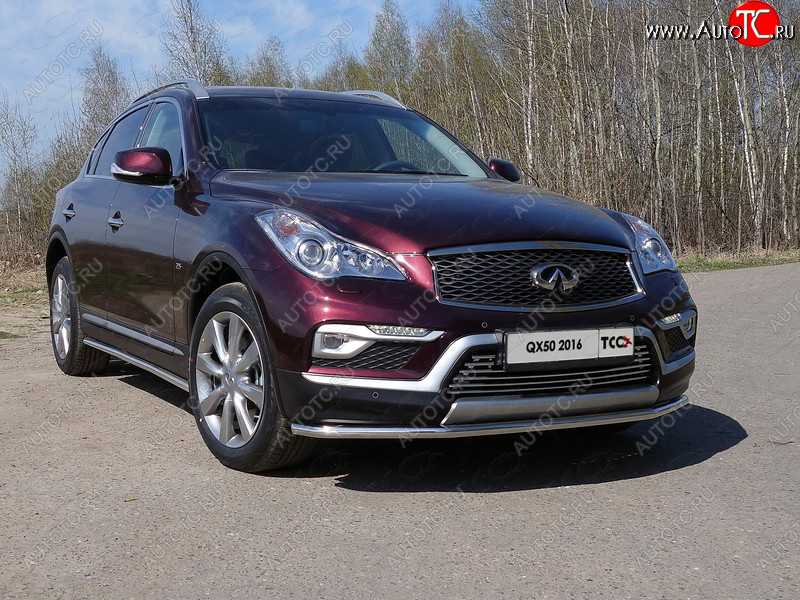 19 999 р. Защита переднего бампера нижняя d42,4 мм ТСС Тюнинг  INFINITI Qx50  J50 (2015-2018) рестайлинг (нержавейка)  с доставкой в г. Тольятти