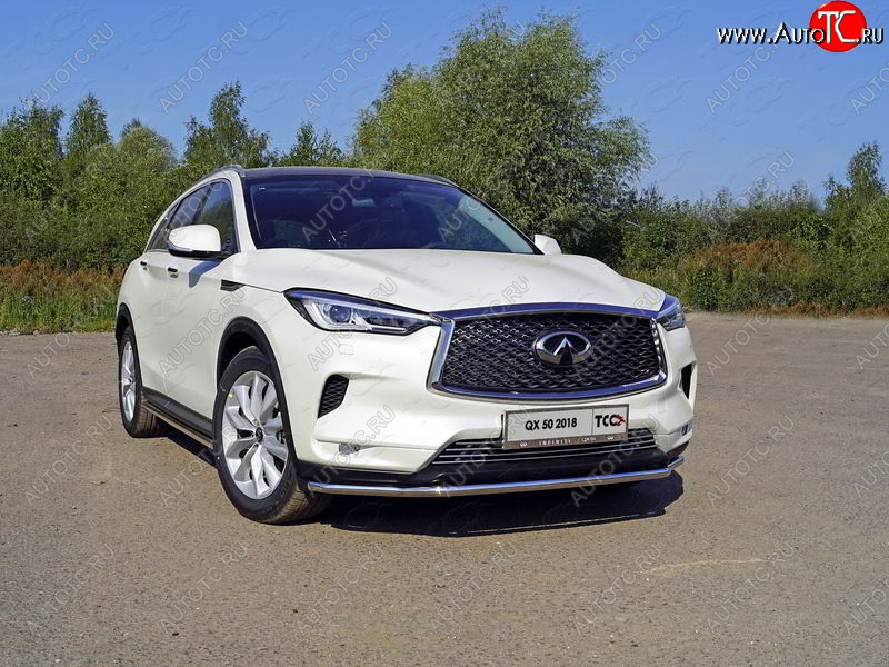 19 999 р. Защита переднего бампера нижняя d42,4 мм ТСС Тюнинг  INFINITI Qx50  J55 (2017-2022) (нержавейка)  с доставкой в г. Тольятти