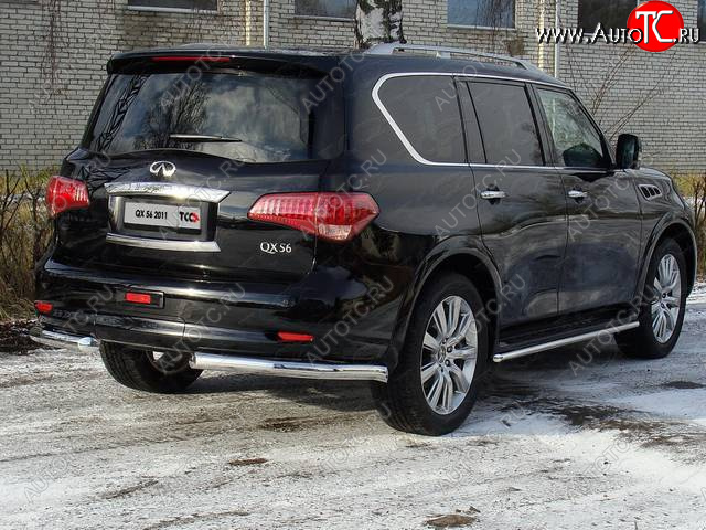 30 999 р. Защита задняя (уголки, нержавейка 76,1 мм) ТСС Тюнинг  INFINITI QX56  Z62 (2010-2013)  с доставкой в г. Тольятти