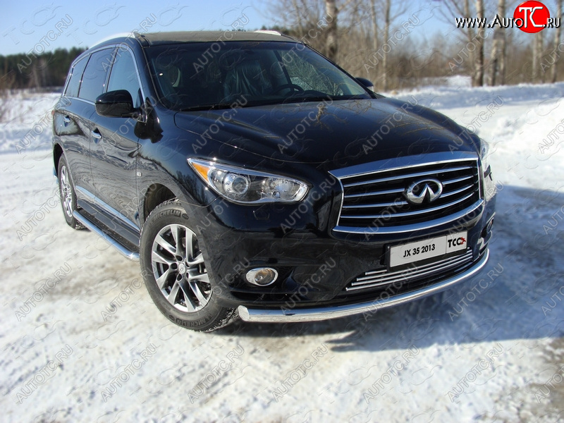 24 949 р. Защита переднего бампера нижняя 76,1 мм ТСС Тюнинг  INFINITI QX60  L50 (2013-2016) дорестайлинг (нержавейка)  с доставкой в г. Тольятти