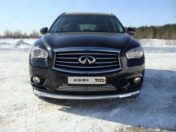 Защита переднего бампера нижняя с ходовыми огнями 76,1 мм ТСС Тюнинг INFINITI (Инфинити) QX60 (КуХ60)  L50 (2013-2016) L50 дорестайлинг  (нержавейка)