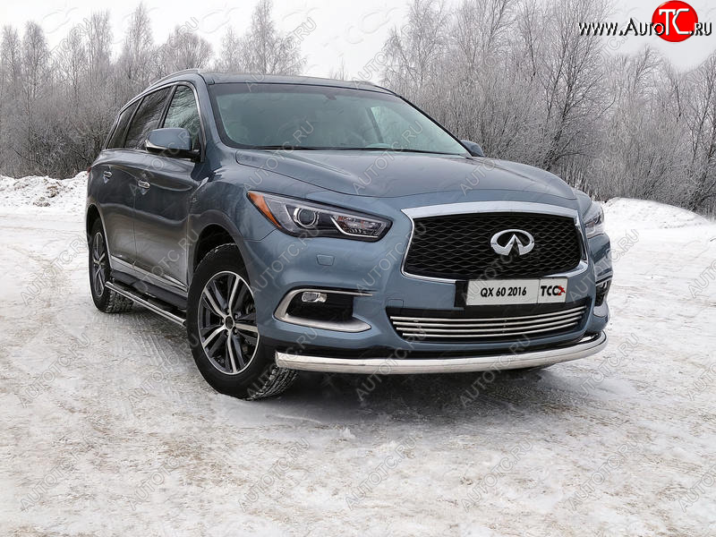 22 999 р. Защита переднего бампера нижняя d76,1 мм ТСС Тюнинг  INFINITI QX60  L50 (2016-2021) рестайлинг (нержавейка)  с доставкой в г. Тольятти