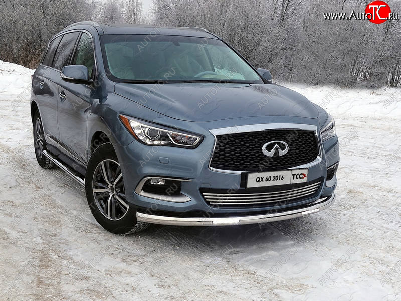 40 999 р. Защита переднего бампера нижняя с ДХО 76,1 мм ТСС Тюнинг  INFINITI QX60  L50 (2016-2021) рестайлинг (нержавейка)  с доставкой в г. Тольятти