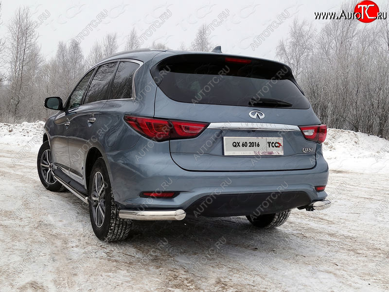 24 949 р. Защита задняя (уголки, нержавейка 76,1 мм) ТСС Тюнинг  INFINITI QX60  L50 (2016-2021) рестайлинг  с доставкой в г. Тольятти