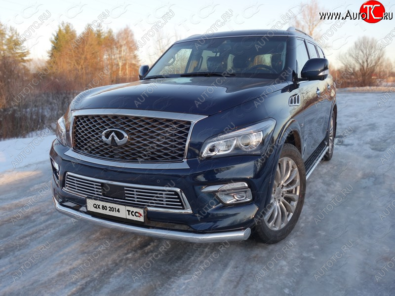 27 999 р. Защита переднего бампера нижняя d76,1 мм ТСС Тюнинг  INFINITI QX80  Z62 (2014-2018) 1-ый рестайлинг (нержавейка)  с доставкой в г. Тольятти