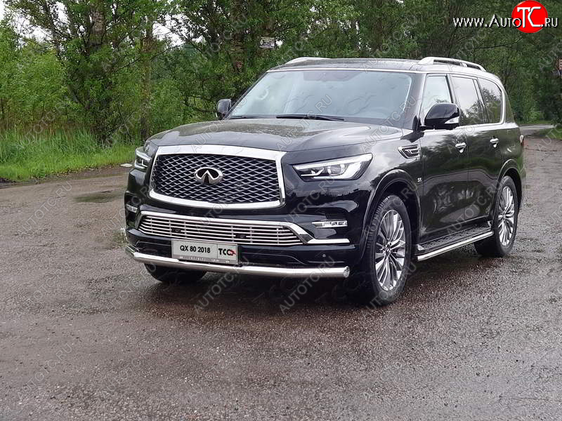 27 999 р. Защита переднего бампера нижняя d76,1 мм ТСС Тюнинг  INFINITI QX80  Z62 (2018-2024) 2-ой рестайлинг (нержавейка)  с доставкой в г. Тольятти