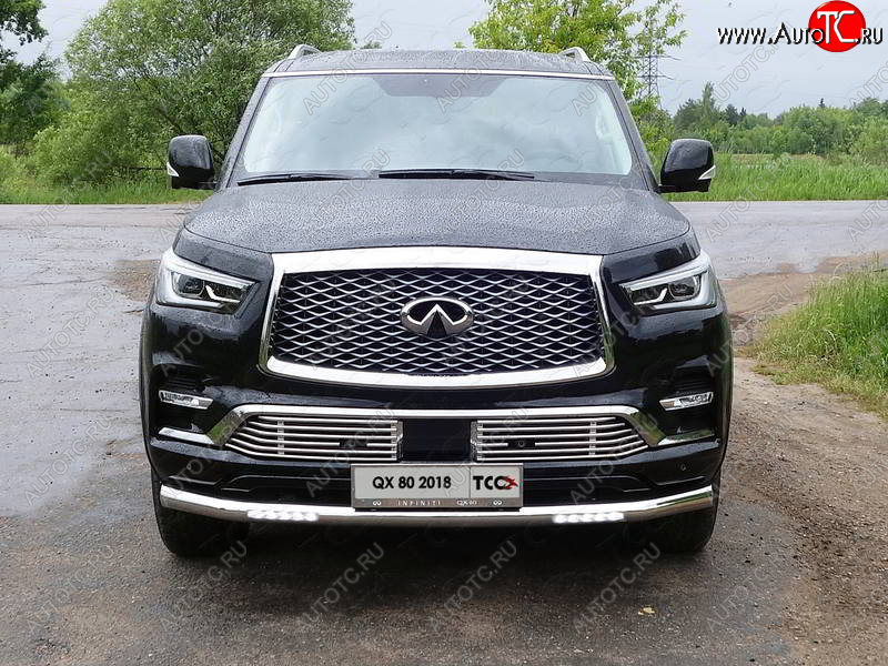 42 999 р. Защита переднего бампера нижняя с ДХО 76,1 мм ТСС Тюнинг  INFINITI QX80  Z62 (2018-2024) 2-ой рестайлинг (нержавейка)  с доставкой в г. Тольятти