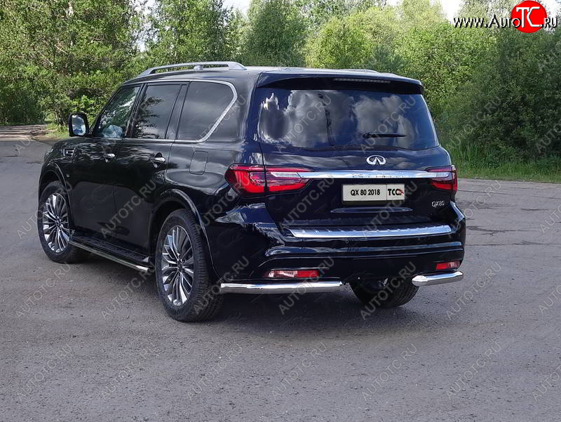 29 449 р. Защита задняя (уголки, нержавейка 76,1 мм) ТСС Тюнинг INFINITI QX80 Z62 2-ой рестайлинг (2018-2024)  с доставкой в г. Тольятти