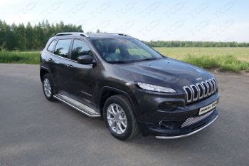 Защита переднего бампера нижняя d60,3 мм ТСС Тюнинг Jeep Cherokee KL дорестайлинг (2014-2017)  (нержавейка)