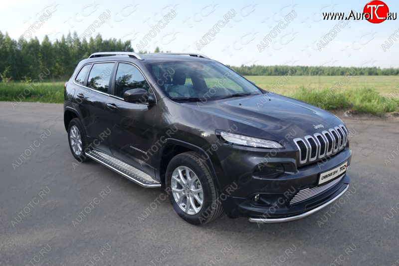 18 699 р. Защита переднего бампера нижняя d60,3 мм ТСС Тюнинг Jeep Cherokee KL дорестайлинг (2014-2017) (нержавейка)  с доставкой в г. Тольятти