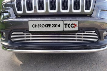 Декоративная вставка переднего бампера ТСС Тюнинг Jeep Cherokee KL дорестайлинг (2014-2017) ()