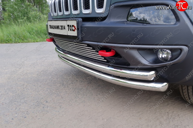 10 299 р. Декоративная вставка переднего бампера (Trailhawk) ТСС Тюнинг Jeep Cherokee KL дорестайлинг (2014-2017) (d 12 мм)  с доставкой в г. Тольятти