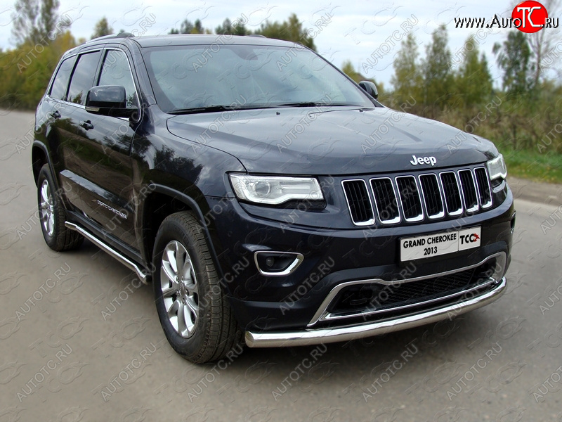 21 799 р. Защита переднего бампера нижняя d76,1 мм ТСС Тюнинг  Jeep Grand Cherokee  WK2 (2013-2018) 1-ый рестайлинг (нержавейка)  с доставкой в г. Тольятти