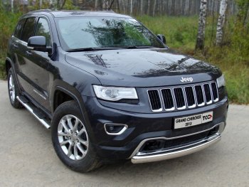 Защита переднего бампера овальная короткая 75х42 мм ТСС тюнинг Jeep (Джип) Grand Cherokee (Гран)  WK2 (2013-2018) WK2 1-ый рестайлинг  (нержавейка)