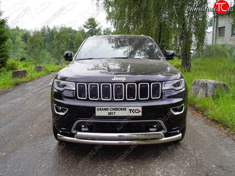 30 899 р. Защита передняя нижняя двойная 76,1*75 мм Тюнинг  Jeep Grand Cherokee  WK2 (2017-2022) 2-ой рестайлинг (нержавейка)  с доставкой в г. Тольятти