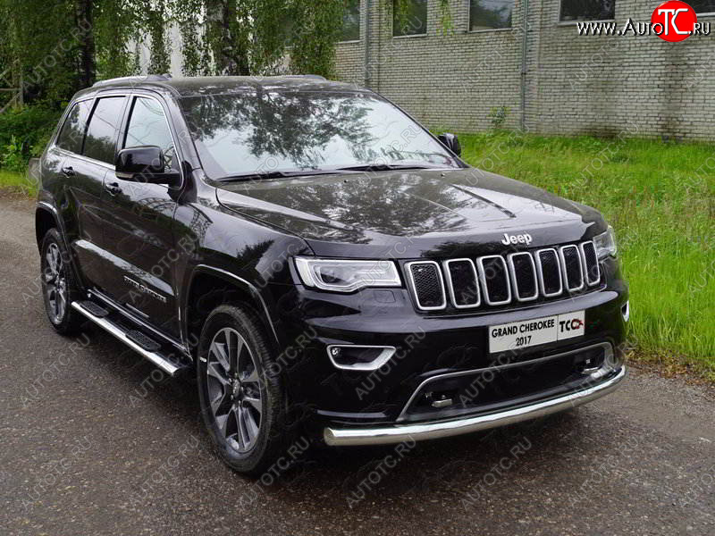 22 999 р. Защита переднего бампера нижняя d76,1 мм ТСС Тюнинг  Jeep Grand Cherokee  WK2 (2017-2022) 2-ой рестайлинг (нержавейка)  с доставкой в г. Тольятти