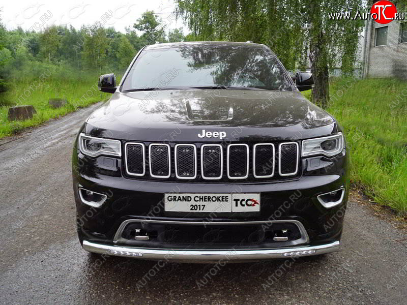 37 999 р. Защита переднего бампера нижняя с ДХО 76,1 мм ТСС Тюнинг Jeep Grand Cherokee WK2 2-ой рестайлинг (2017-2022) (нержавейка)  с доставкой в г. Тольятти