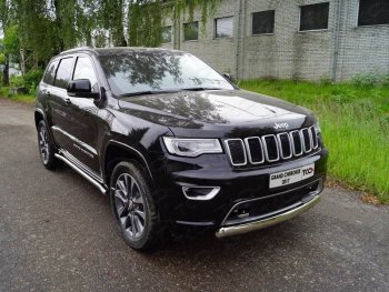 Защита переднего бампера овальная короткая 75х42 мм ТСС тюнинг Jeep (Джип) Grand Cherokee (Гран)  WK2 (2017-2022) WK2 2-ой рестайлинг  (нержавейка)