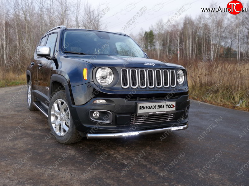 39 999 р. Защита переднего бампера нижняя с ДХО 60,3 мм ТСС Тюнинг  Jeep Renegade (2015-2024) (нержавейка)  с доставкой в г. Тольятти