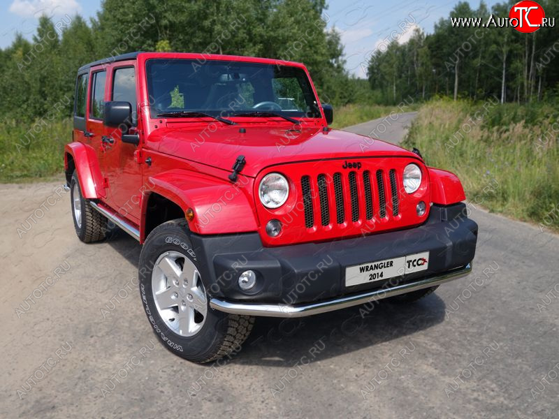 21 799 р. Защита переднего бампера нижняя d76,1 мм ТСС Тюнинг Jeep Wrangler JK (2007-2018) (нержавейка)  с доставкой в г. Тольятти