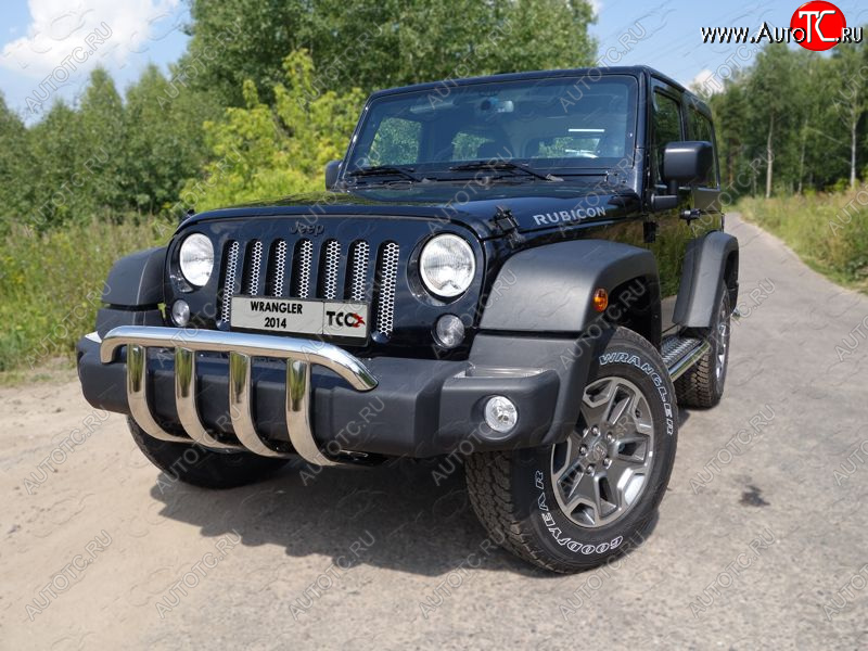 30 999 р. Защита переднего бампера кенгурин 60,3 мм ТСС Тюнинг Jeep Wrangler JK (2007-2018) (нержавейка)  с доставкой в г. Тольятти