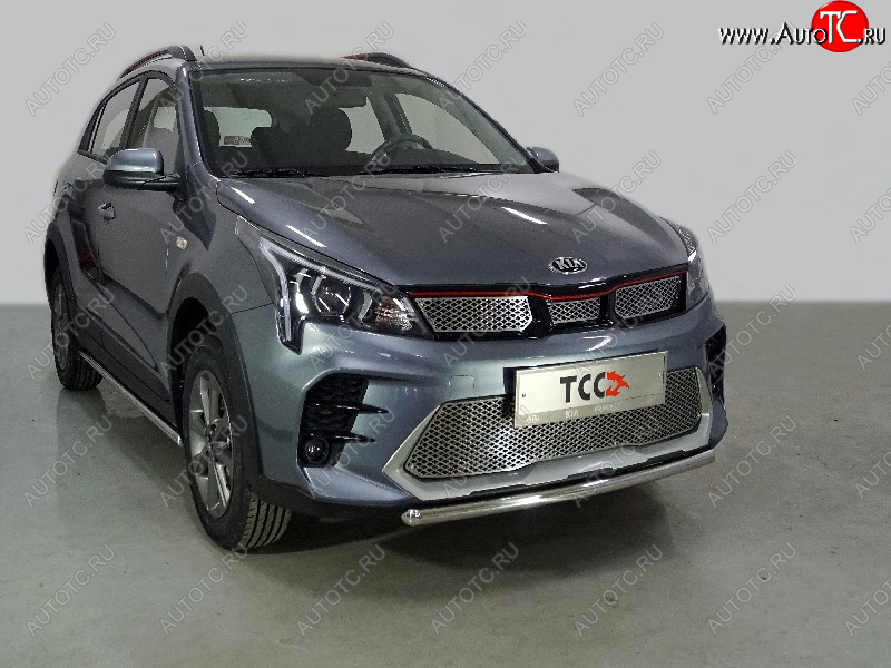 11 199 р. Защита передняя нижняя короткая 42,4 мм ТСС Тюнинг  KIA Rio  X (2020-2024) рестайлинг (нержавейка)  с доставкой в г. Тольятти