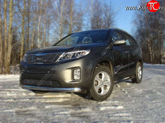 21 899 р. Защита переднего бампера овальная 75х42 мм ТСС тюнинг KIA Sorento XM рестайлинг (2012-2015) (нержавейка)  с доставкой в г. Тольятти