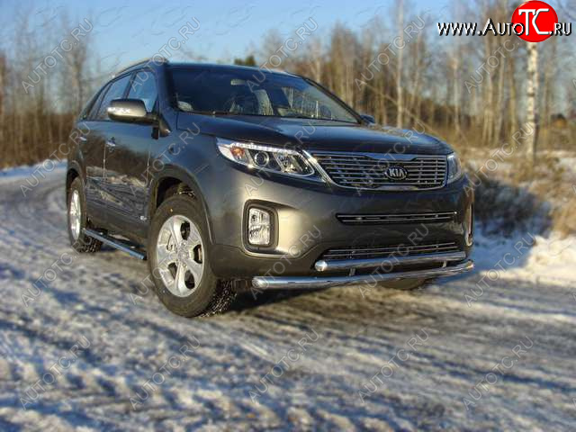 22 999 р. Защита переднего бампера нижняя 60,3*50,8 мм ТСС Тюнинг  KIA Sorento  XM (2012-2015) рестайлинг (нержавейка)  с доставкой в г. Тольятти