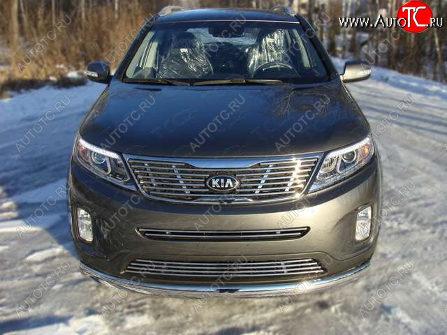 8 799 р. Декоративная вставка переднего бампера ТСС Тюнинг  KIA Sorento  XM (2012-2015) рестайлинг (d 12 мм)  с доставкой в г. Тольятти