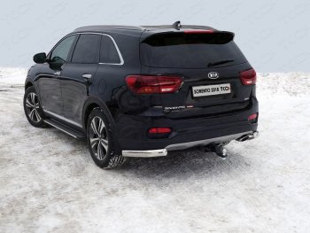 Защита задняя (уголки овальные, нержавейка 75х42 мм) ТСС Тюнинг KIA Sorento UM/Prime рестайлинг (2018-2020) ()