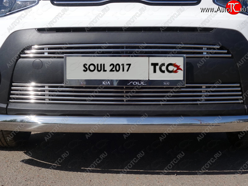 2 899 р. Декоративная вставка переднего бампера ТСС Тюнинг KIA Soul PS рестайлинг (2017-2019) (d 12 мм)  с доставкой в г. Тольятти