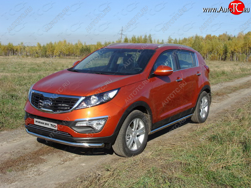 18 699 р. Защита переднего бампера нижняя d60,3 мм ТСС Тюнинг  KIA Sportage  3 SL (2010-2014) дорестайлинг (нержавейка)  с доставкой в г. Тольятти