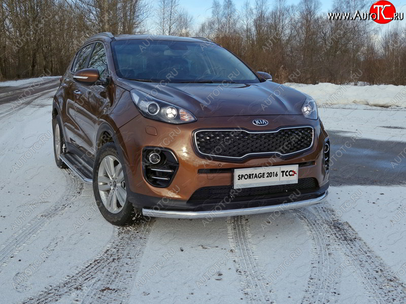 19 999 р. Защита переднего бампера нижняя d60,3 мм ТСС Тюнинг  KIA Sportage  4 QL (2016-2018) дорестайлинг (нержавейка)  с доставкой в г. Тольятти