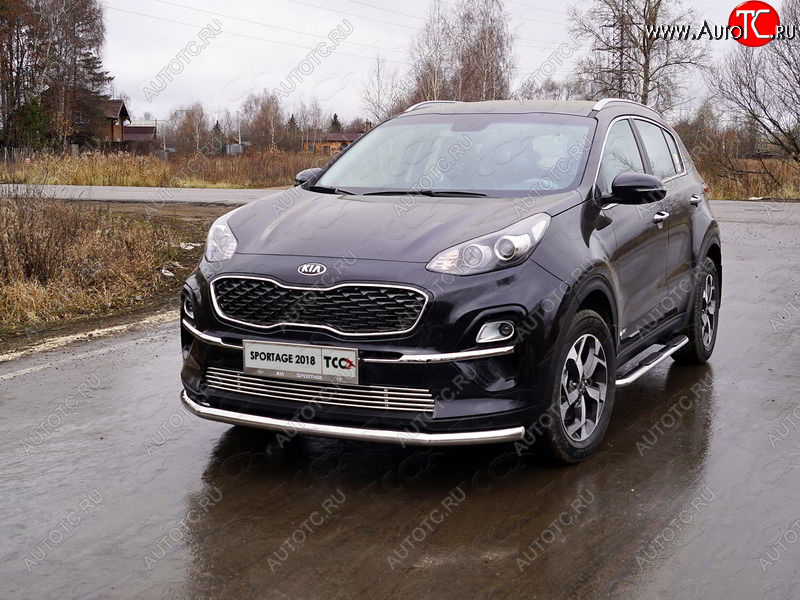 19 999 р. Защита переднего бампера нижняя d60,3 мм ТСС Тюнинг  KIA Sportage  4 QL (2018-2022) рестайлинг (нержавейка)  с доставкой в г. Тольятти