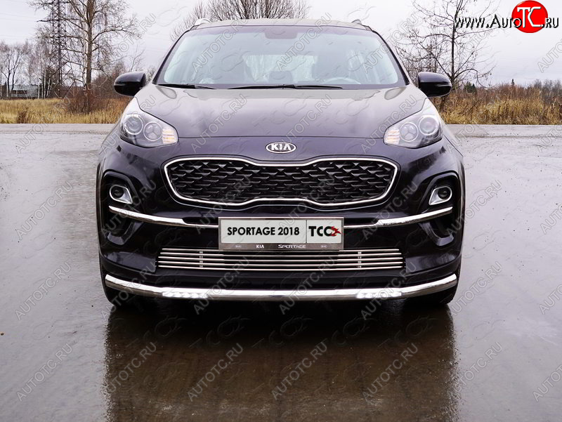 38 949 р. Защита переднего бампера нижняя с ДХО 60,3 мм ТСС Тюнинг  KIA Sportage  4 QL (2018-2022) рестайлинг (нержавейка)  с доставкой в г. Тольятти