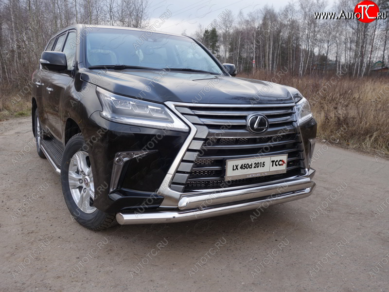 36 299 р. Защита передняя нижняя двойная 76,1*75 мм кроме F-Sport Тюнинг  Lexus LX450d  J200 - LX570  J200 (нержавейка)  с доставкой в г. Тольятти