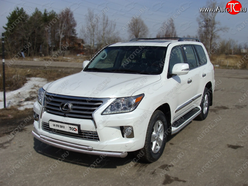 36 299 р. Защита передняя нижняя двойная 76,1*50,8 мм кроме F-Sport Тюнинг Lexus LX570 J200 1-ый рестайлинг (2012-2015) (нержавейка)  с доставкой в г. Тольятти